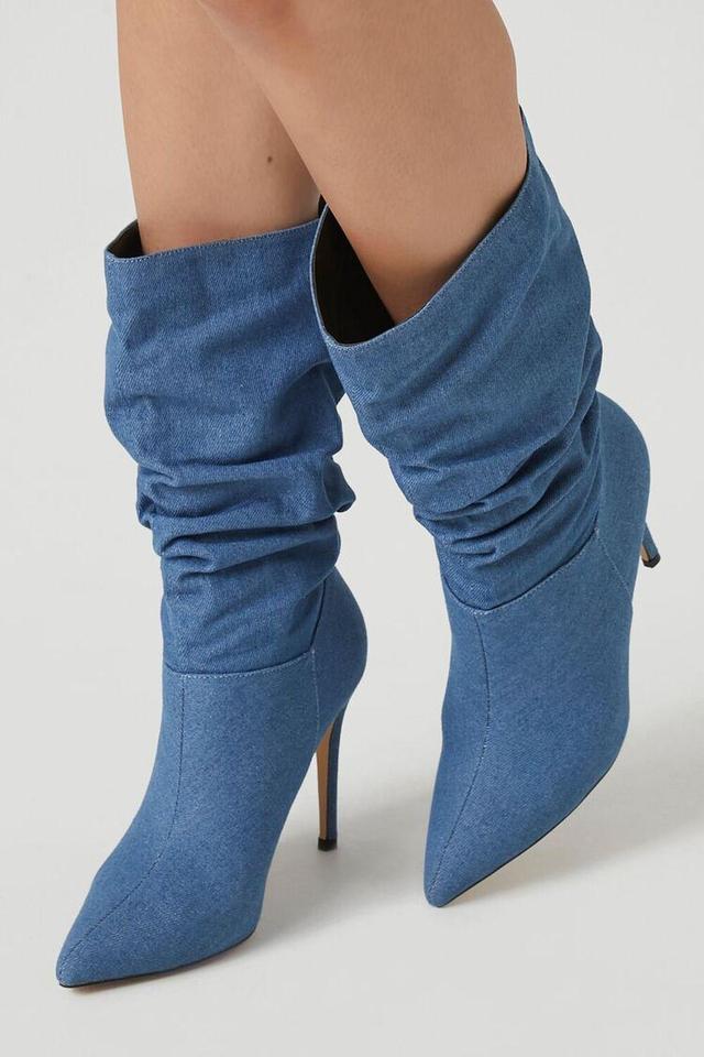 Ruched Denim Stiletto Boots | Forever 21 Product Image