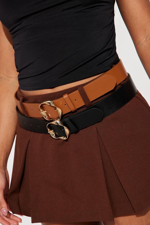 You Get What You Give 2 Piece Belt Set - Black/Brown Product Image