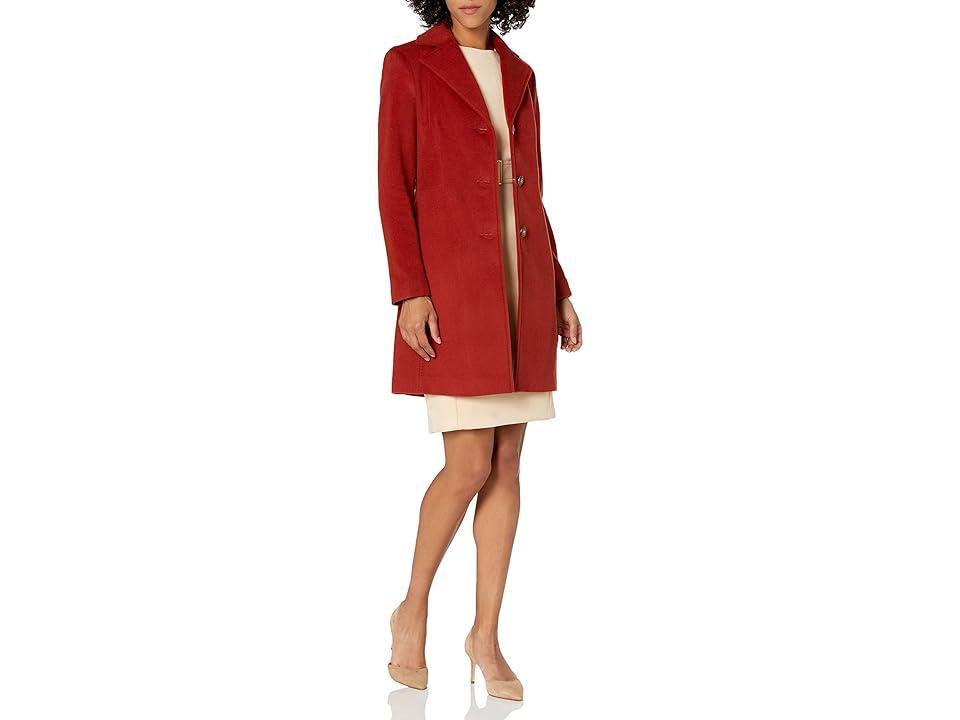 Calvin Klein Calvin Klein womens Classic Cashmere Wool Blend Coat (Chili Pepper) Women's Coat Product Image