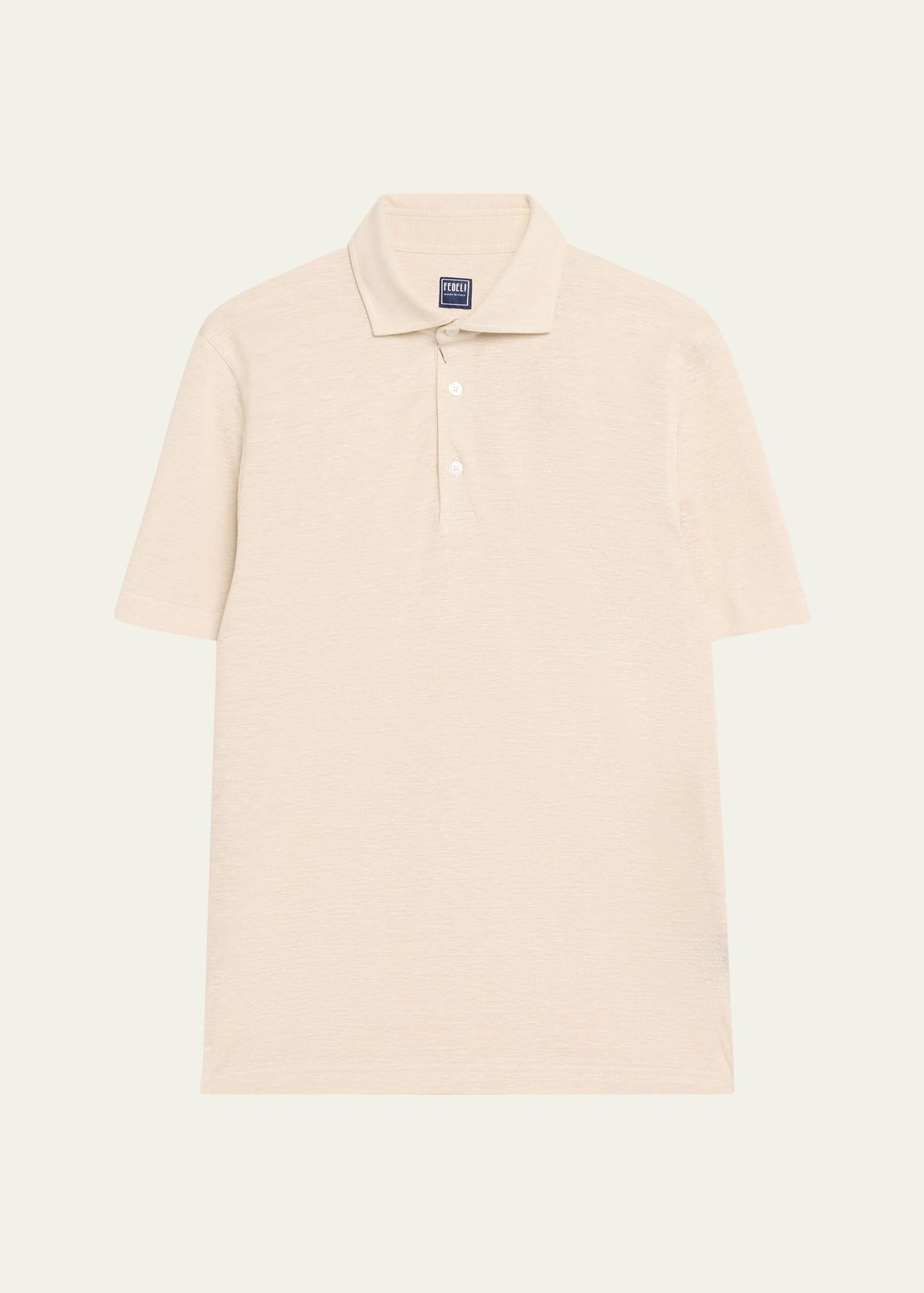 Mens Linen-Cotton Pique Polo Shirt Product Image