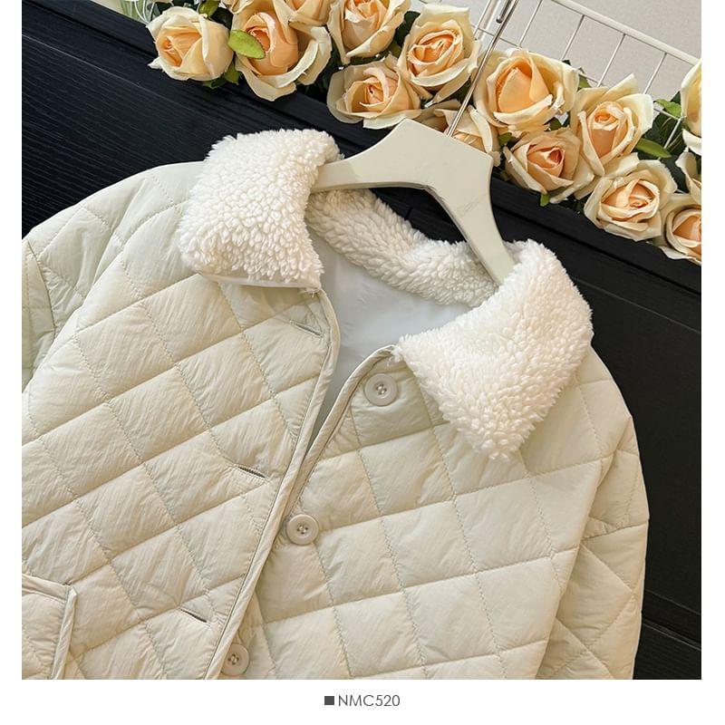 Fleece-Collar Quilted Jacket Product Image