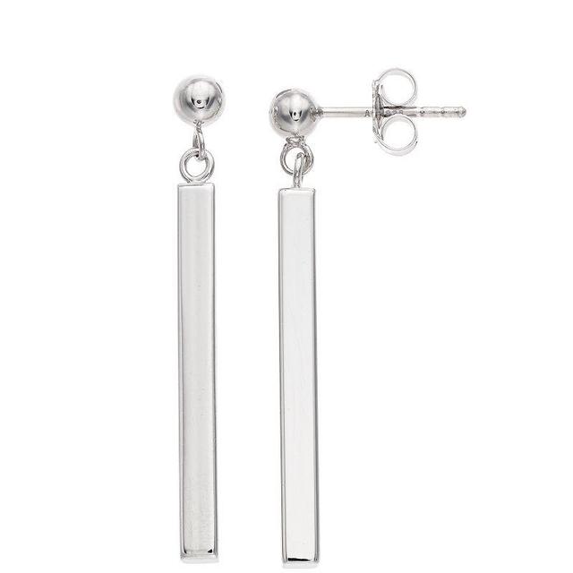 Sterling Silver Ball-Top Square-Tube Drop Earrings, Womens Product Image