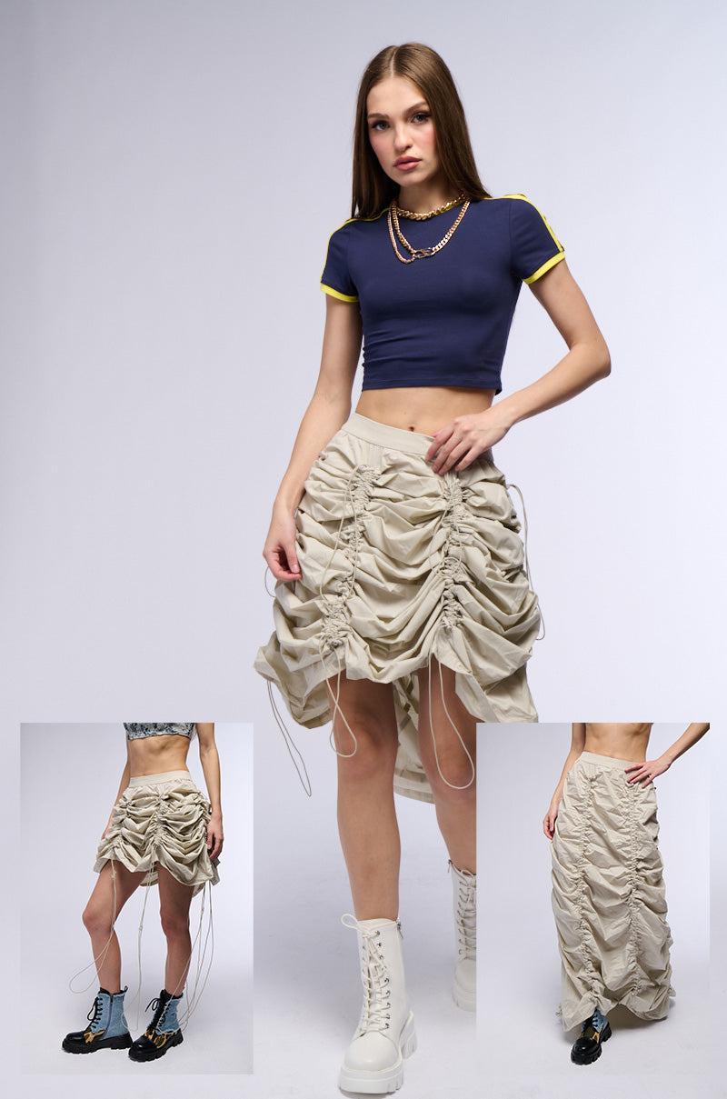 CHLOE CONVERTIBLE DRAWSTRING HIGH LOW SKIRT Product Image