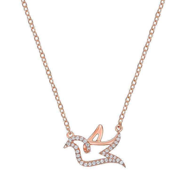 Gemminded 18k Gold Over Sterling Silver 1/8 Carat T.W. Diamond Bird Pendant Necklace, Womens White Product Image