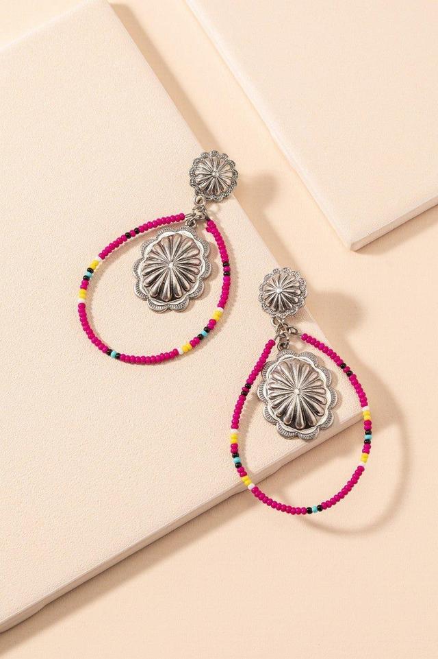 Western Concho Bead Dangle Earrings Product Image