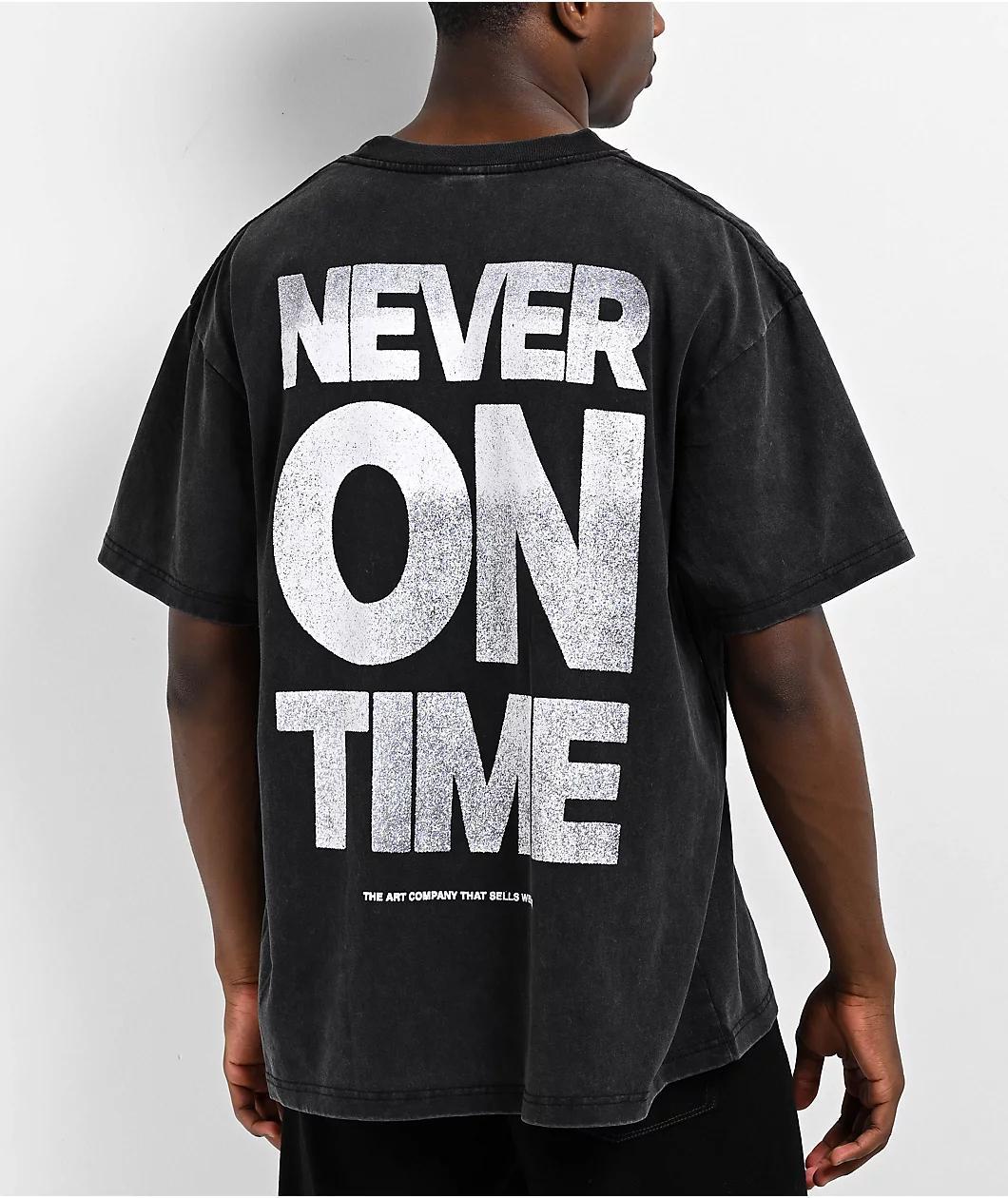 CLSICS Never On Time Black Wash T-Shirt Product Image