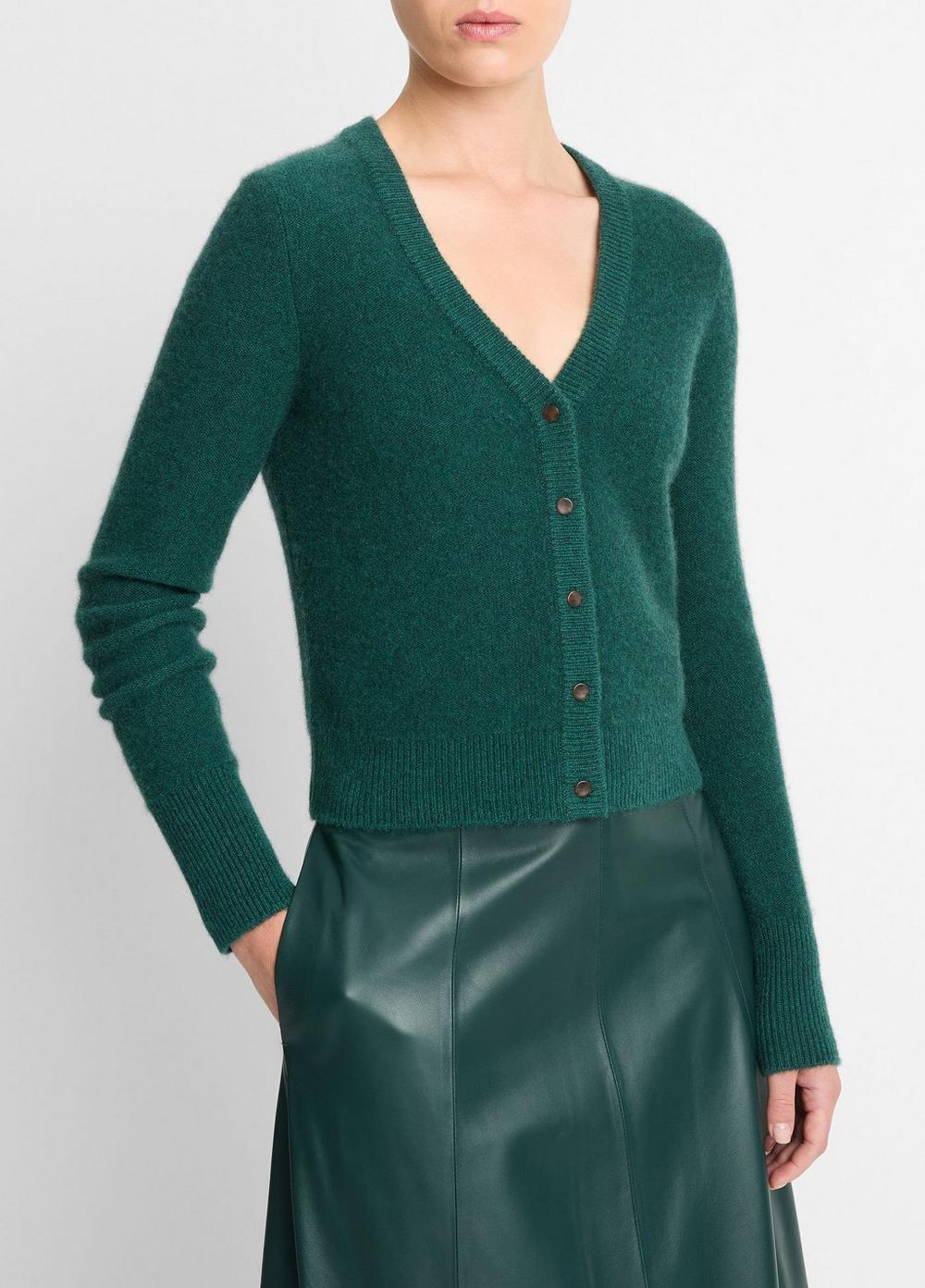 Womens Plush Cashmere Cardigan, Heather Jade Lake, Size S Vince Product Image