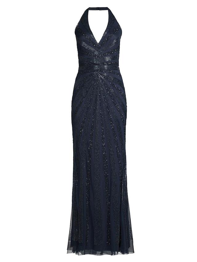 Womens Beaded Halterneck Gown Product Image