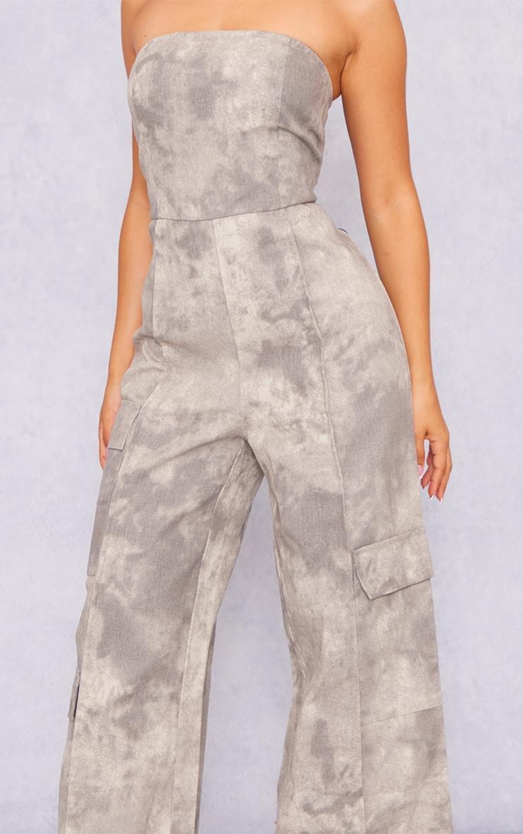 Petite Grey Washed Cargo Jumpsuit Product Image