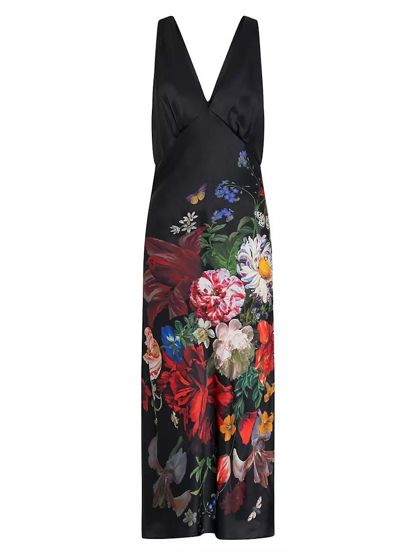 Floral Silk V-Neck Slipdress Product Image