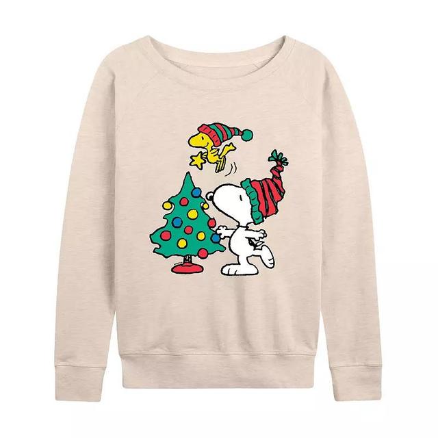 Womens Peanuts Christmas Tree Lightweight French Terry Sweatshirt Product Image