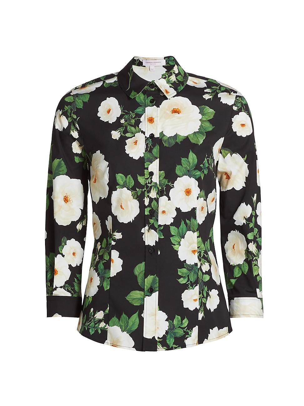 Womens Icon Floral Stretch-Cotton Shirt Product Image