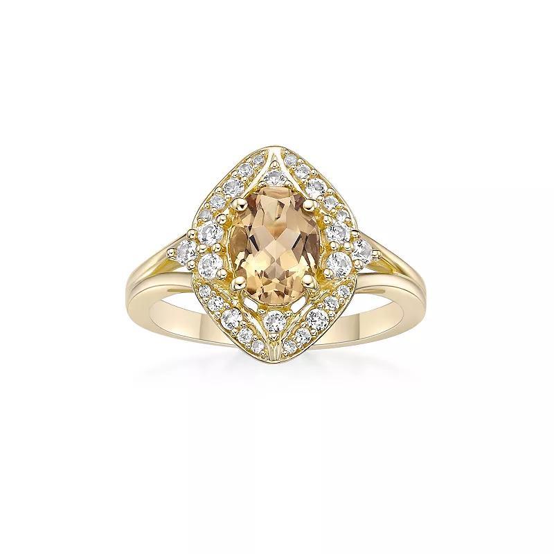 Gemminded 2 Micron Citrine & Lab-Created White Sapphire Ring, Womens Gold Tone Product Image