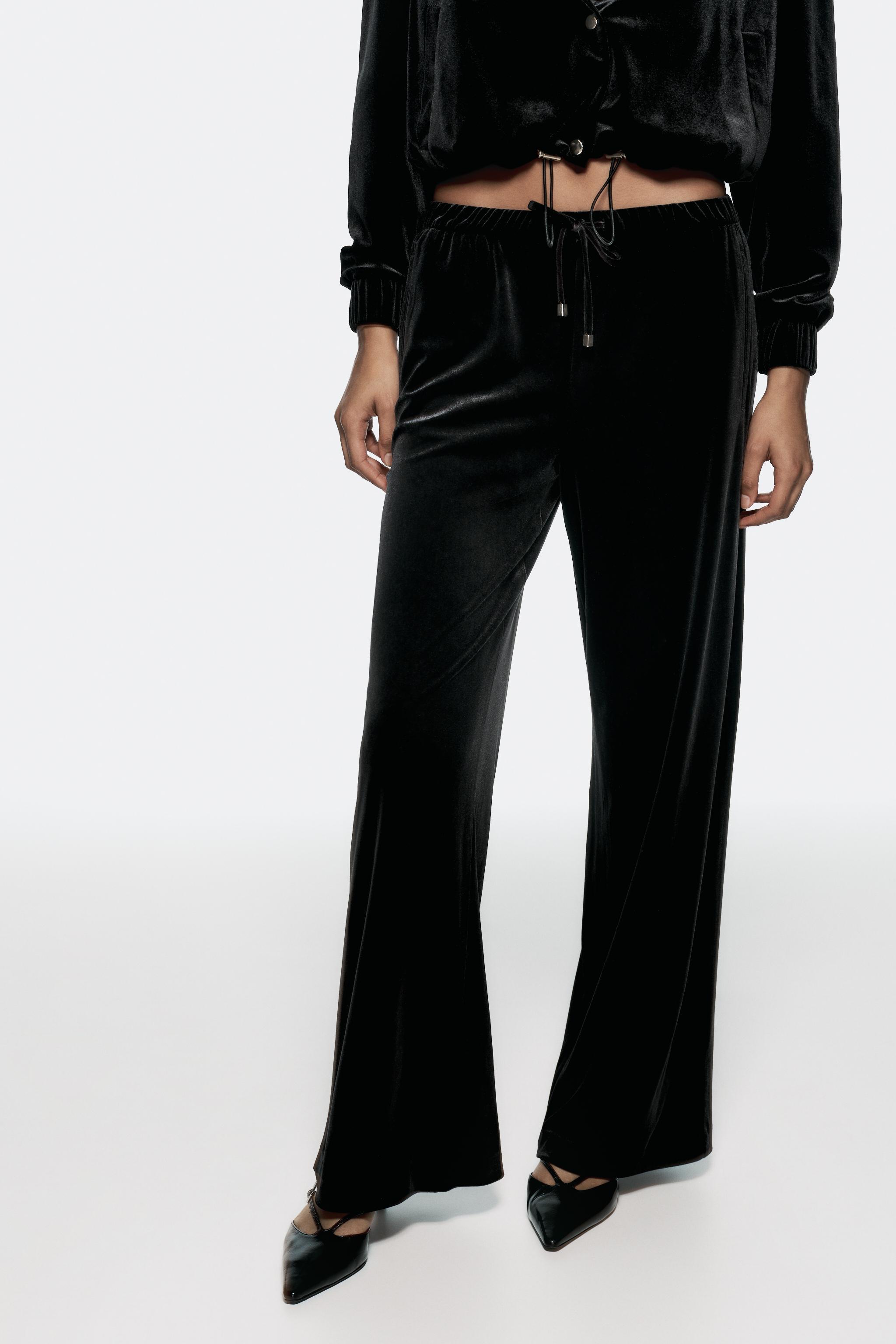 WIDE LEG VELVET PANTS Product Image