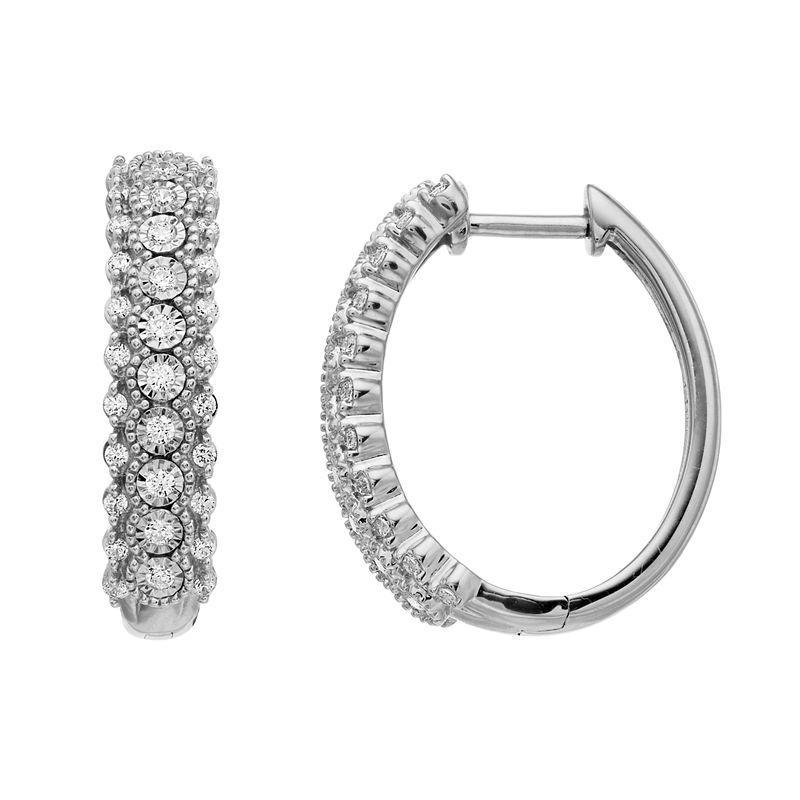 Sterling Silver 1/2 Carat T.W. Diamond Hoop Earrings, Womens, White Product Image