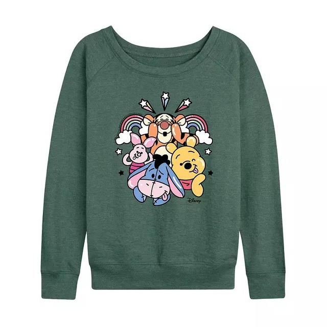 Disneys Winnie the Pooh Womens Group Rainbow Lightweight French Terry Sweatshirt, Girls Product Image