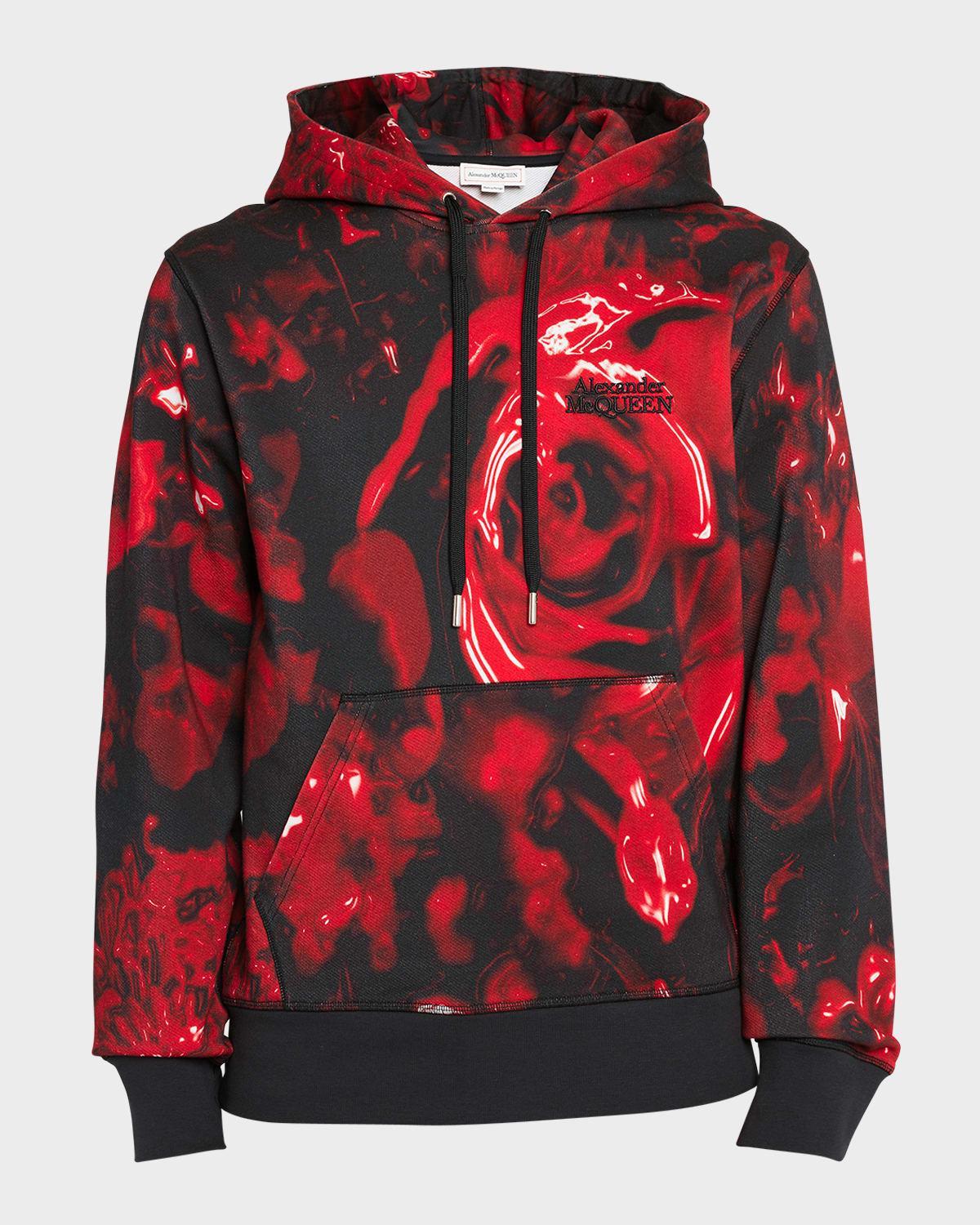 Mens Rose-Print Cotton Logo Hoodie Product Image