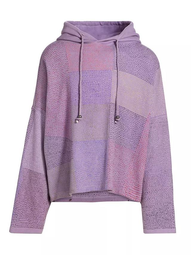 Colorblocked Stitch Cotton Drawstring Hoodie Product Image