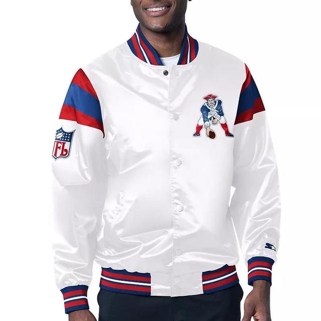 Mens Starter /Royal New England Patriots Vintage Satin Full-Snap Varsity Jacket Product Image