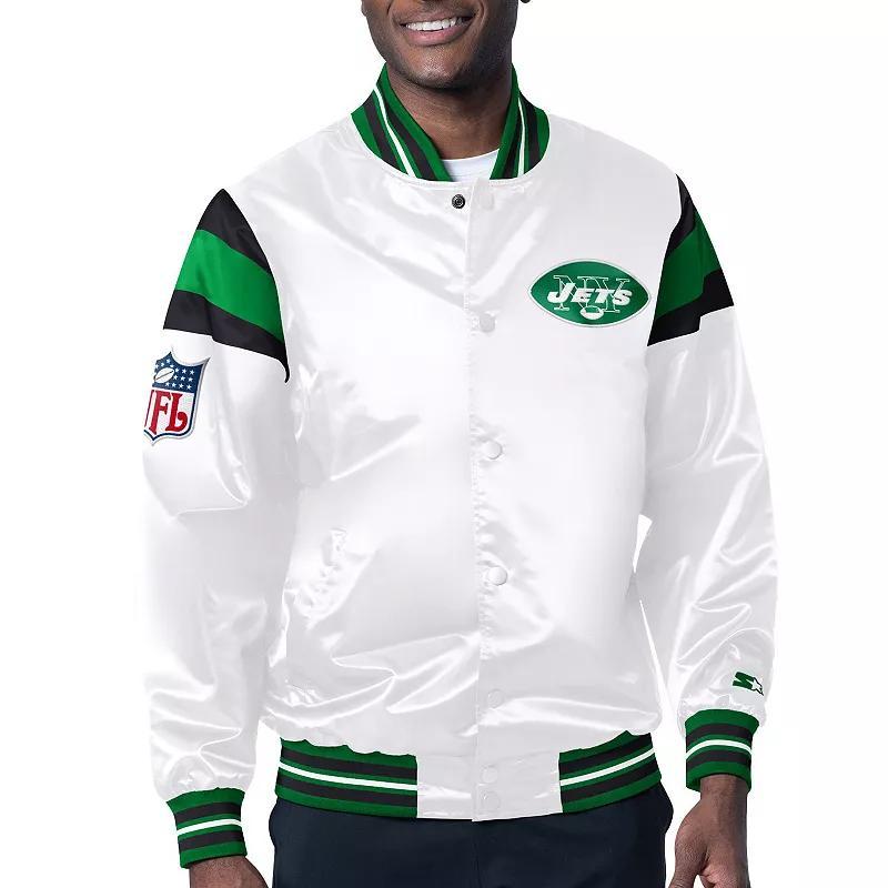 Mens Starter /Green New York Jets Vintage Satin Full-Snap Varsity Jacket Product Image