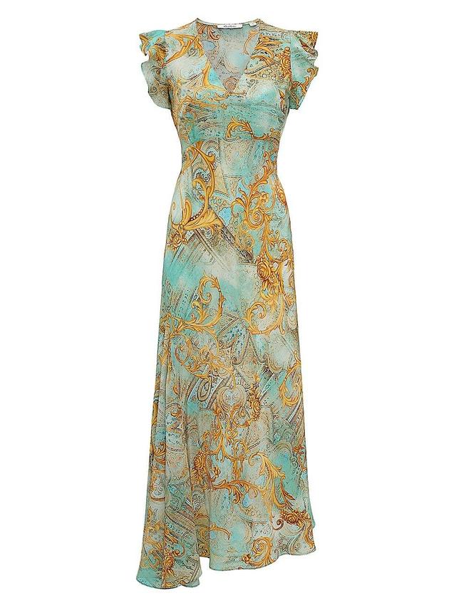 Womens Leighton Baroque Silk-Blend Midi-Dress Product Image