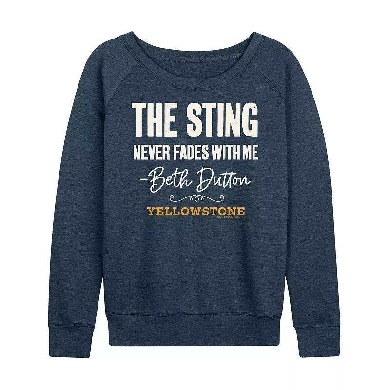 Womens Yellowstone Sting Never Fades Lightweight French Terry Sweatshirt, Girls Grey Indigo Product Image