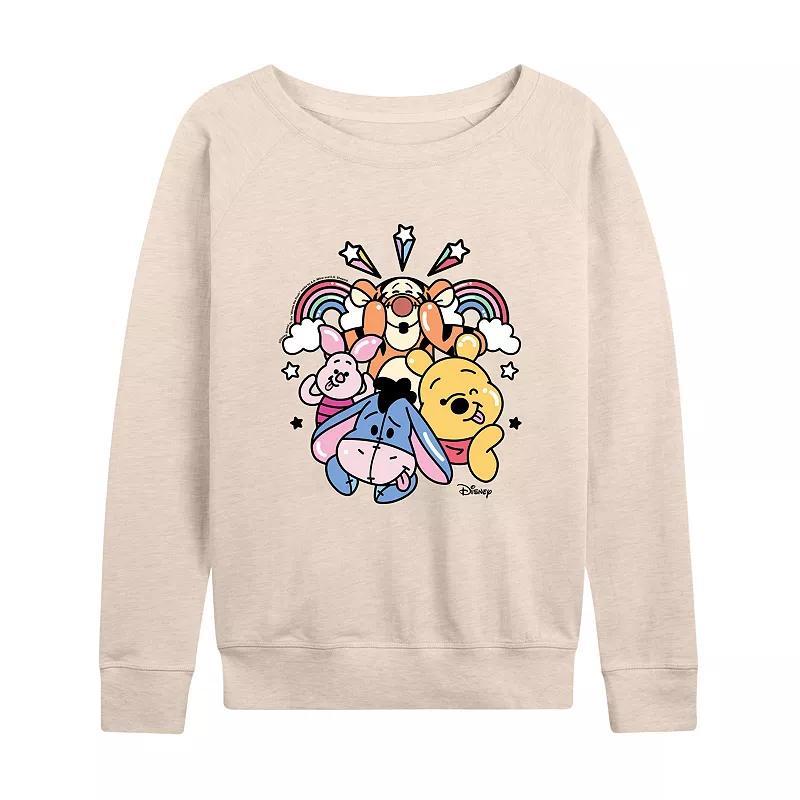 Disneys Winnie the Pooh Womens Group Rainbow Lightweight French Terry Sweatshirt, Girls Product Image