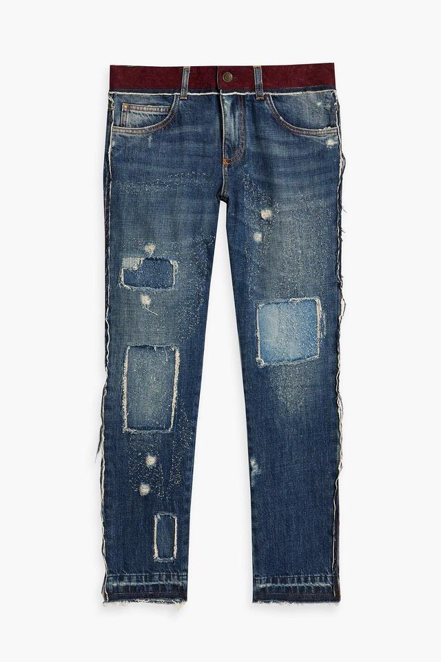 Skinny-fit Distressed Denim Jeans In Dark Denim Product Image