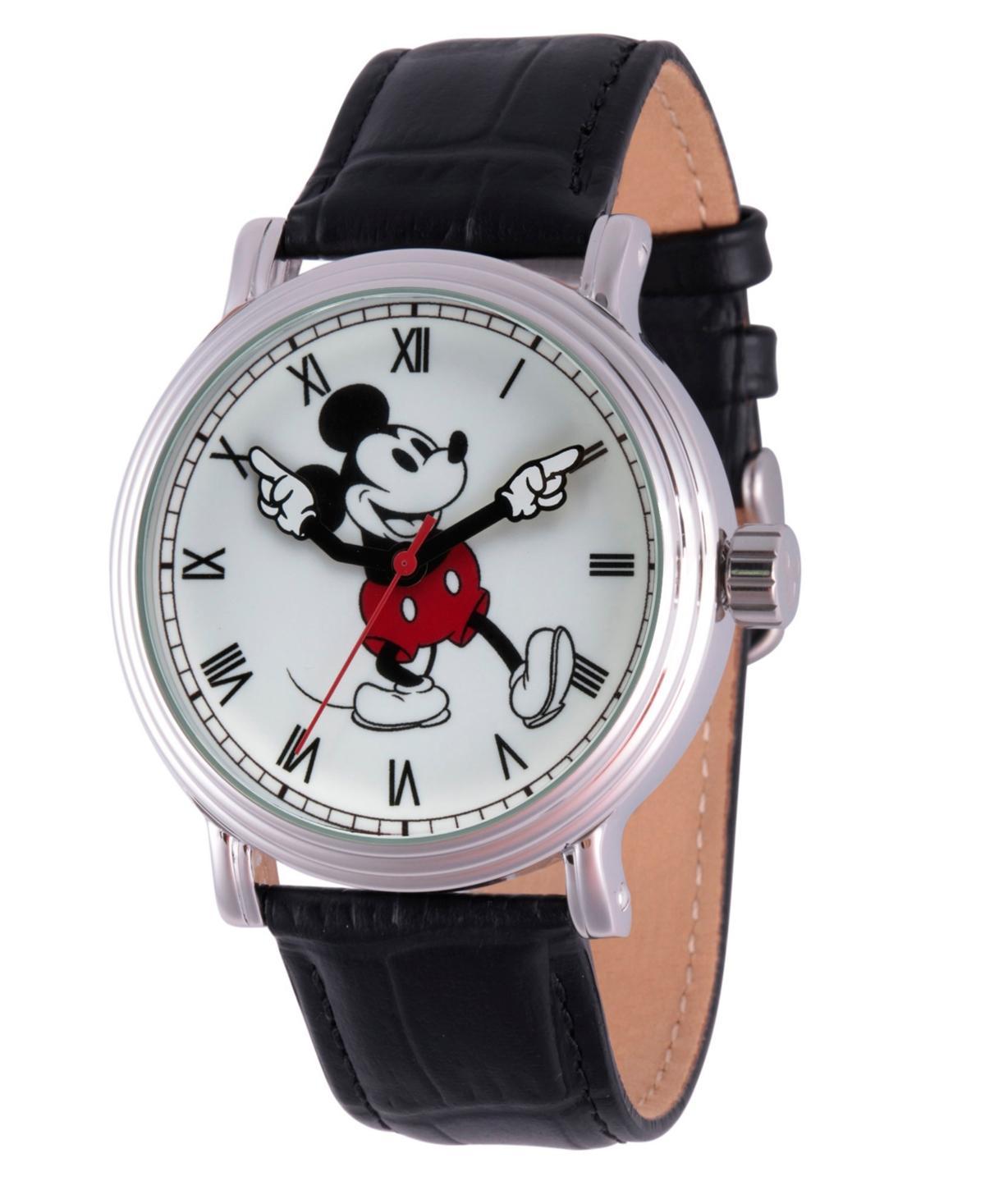 Disneys Mickey Mouse Mens Silver Vintage Alloy Watch Black Product Image