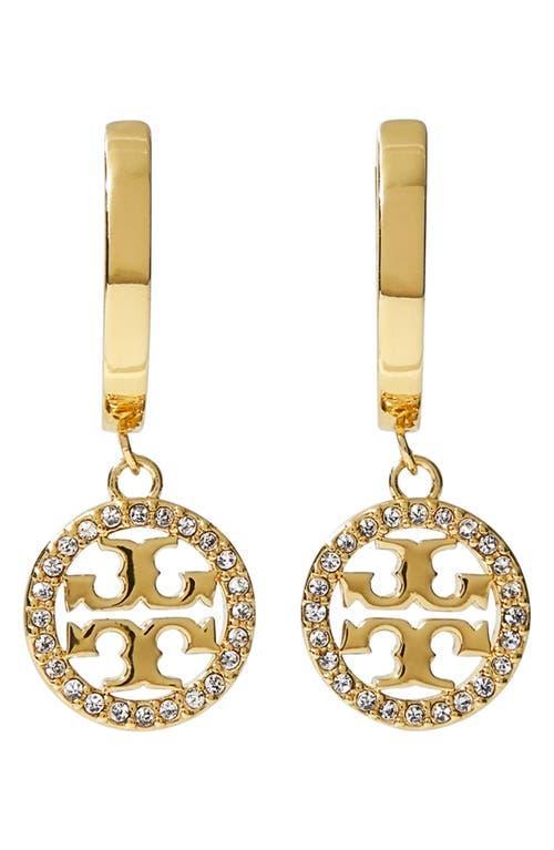 Tory Burch Miller Pav Drop Huggie Hoop Earrings Product Image