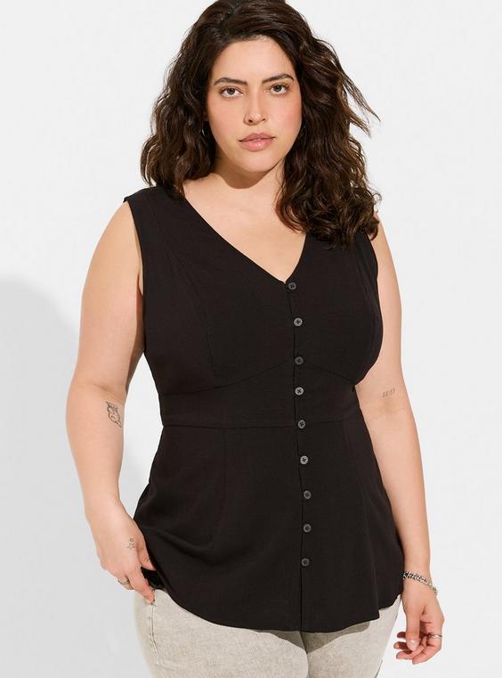 Rayon Slub Button Up With Waist Detail Tank Product Image