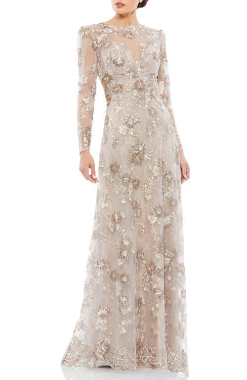 Mac Duggal Embroidered Tulle & Lace Long Sleeve Gown Product Image