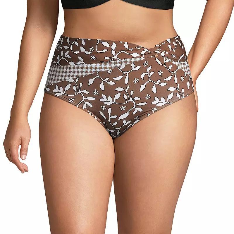 Plus Size Lands End UPF 50 Twist Front High-Waist Bikini Bottoms, Womens Product Image