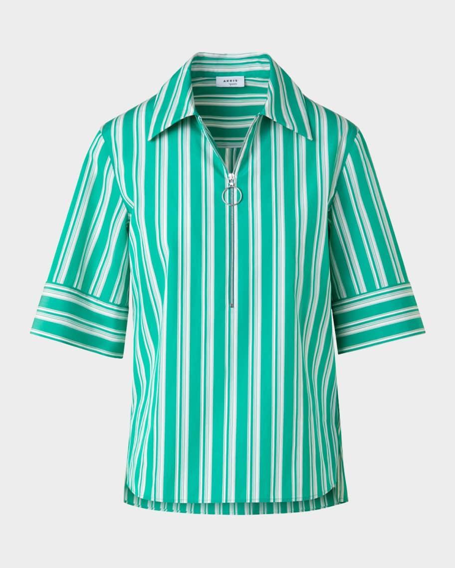 Deck Chair Stripe Zip-Front Poplin Blouse product image