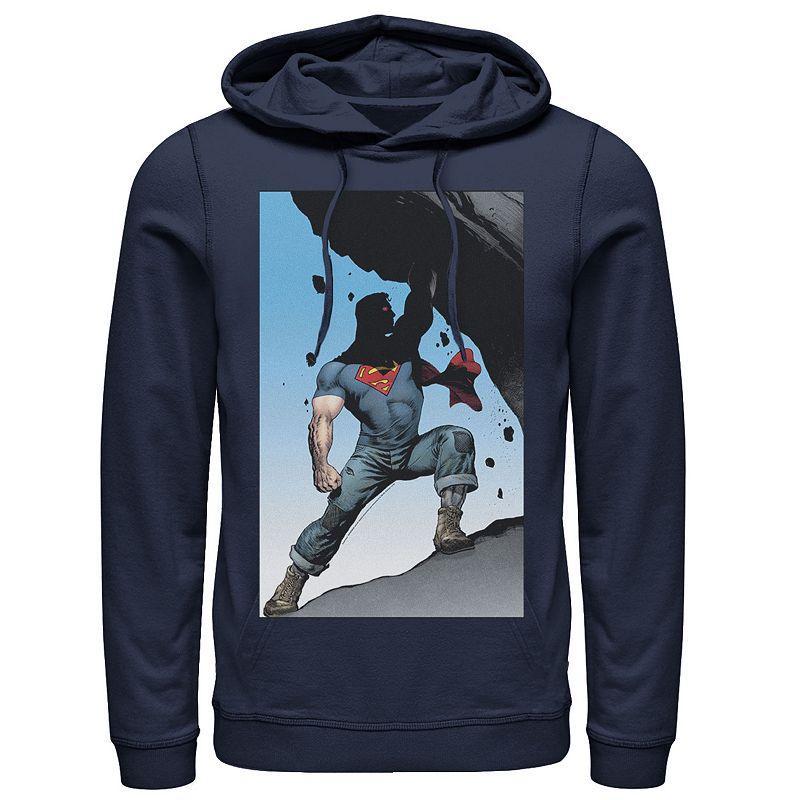 Mens DC Comics Superman Power Lift Comic Poster Hoodie Blue Product Image