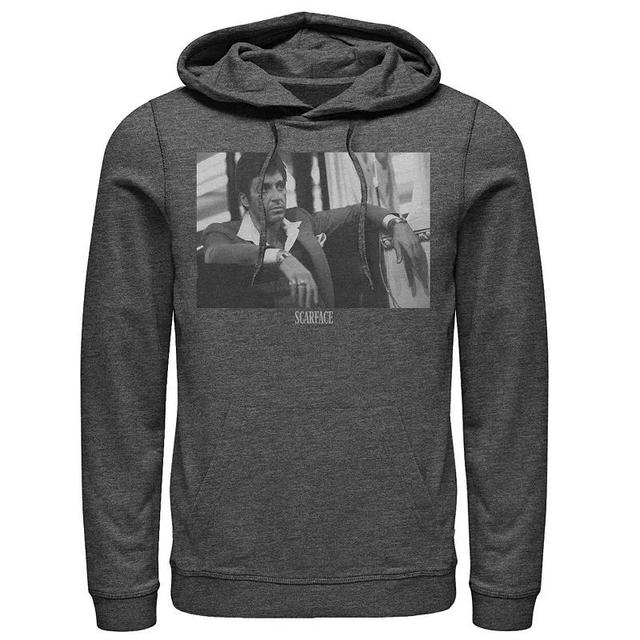 Mens Scarface Tony Montana Sitting Portrait Logo Hoodie Grey Heather Product Image