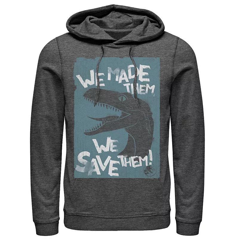 Mens Jurassic World Two We Made Them We Save Them Hoodie Grey Product Image