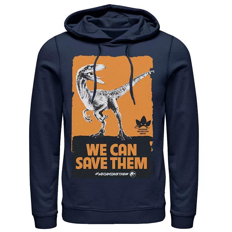 Mens Jurassic World We Can Save Them Poster Hoodie Med Grey Product Image