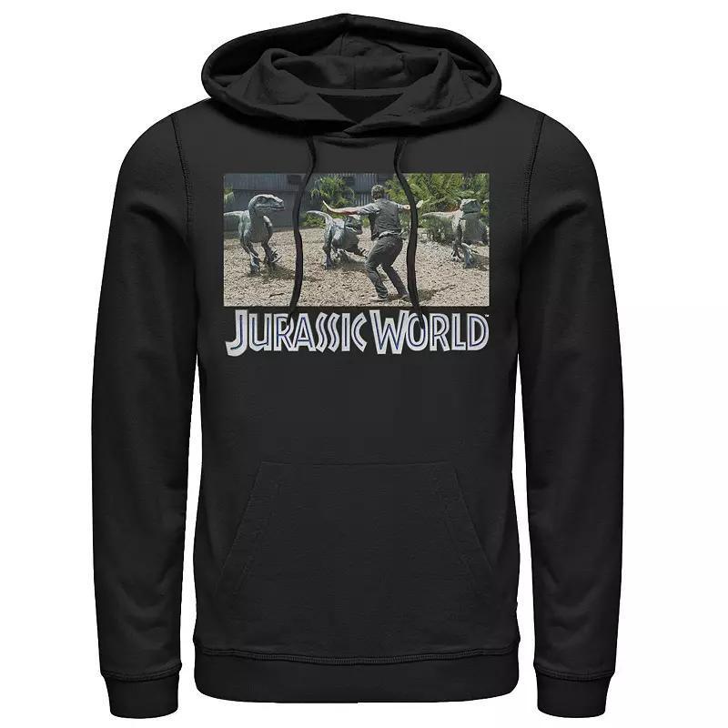 Mens Jurassic World Owen Raptor Pack Trainer Graphic Pullover Hoodie Grey Product Image