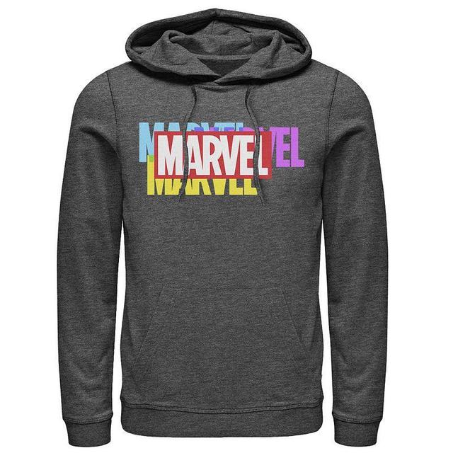 Mens Marvel Multi-Color Logo Hoodie Dark Grey Product Image