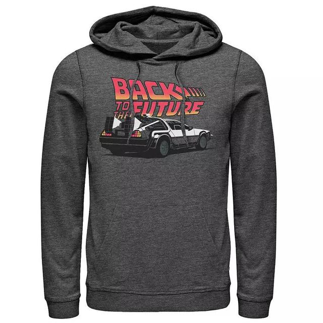 Mens Back To The Future Retro Vintage Delorean Hoodie Grey Heather Product Image