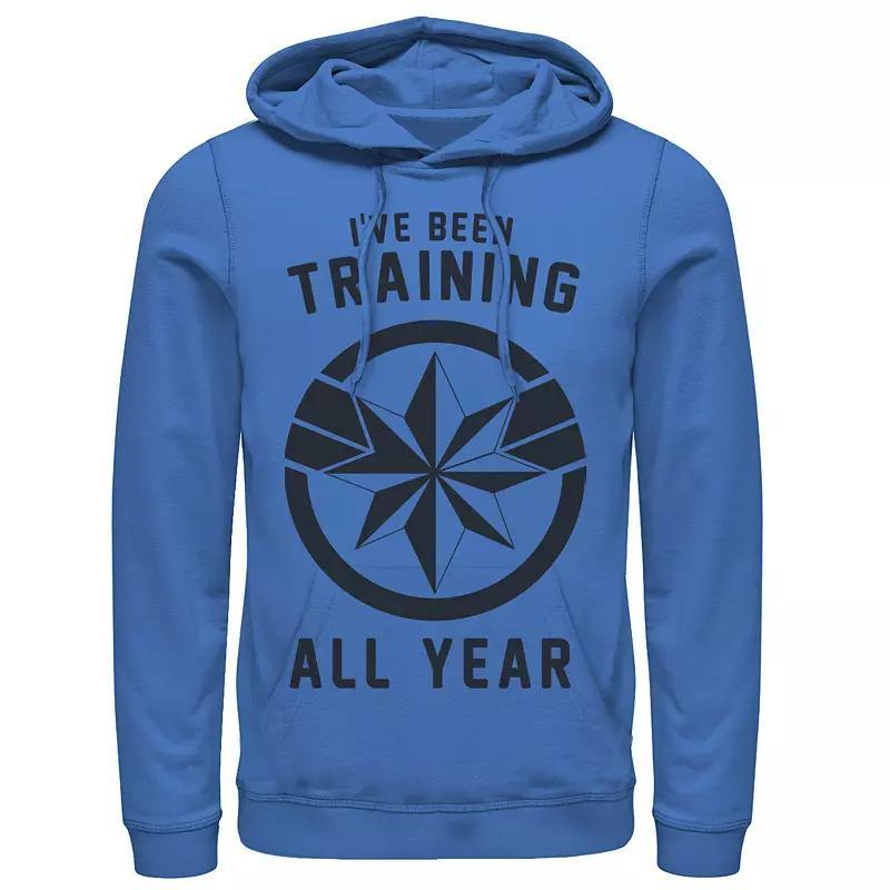 Mens Captain Marvel Ive Been Training All Year Logo Hoodie Med Blue Product Image