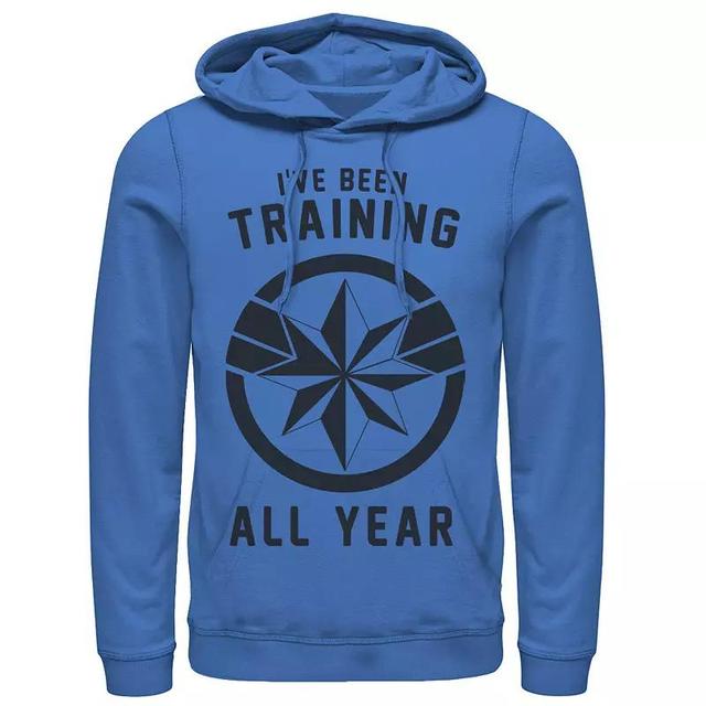 Mens Captain Marvel Ive Been Training All Year Logo Hoodie Med Blue Product Image