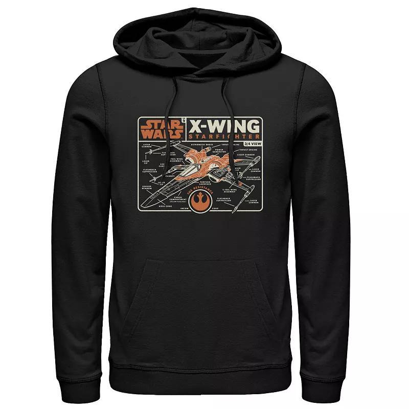 Mens Star Wars The Rise of Skywalker X-Wing Schematic Frame Graphic Hoodie Product Image