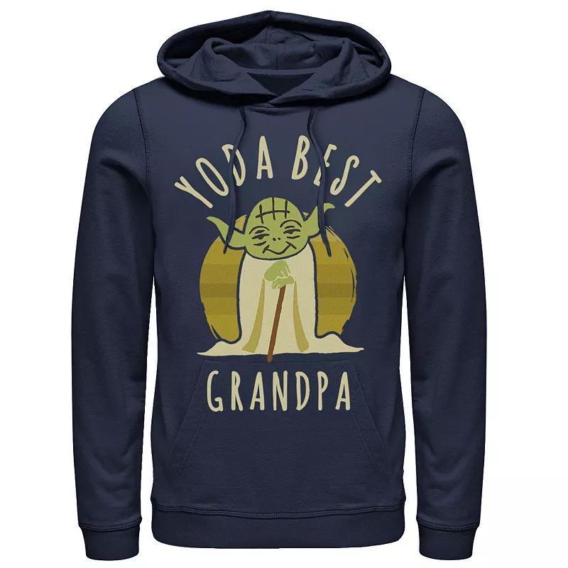 Mens Star Wars Yoda Best Grandpa Cartoon Yoda Hoodie Blue Product Image