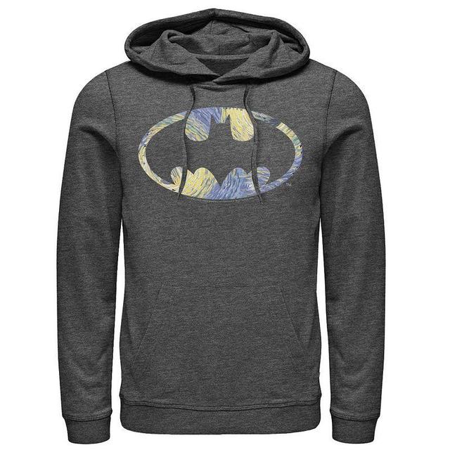 Mens DC Comics Batman Starry Night Logo Hoodie Blue Product Image