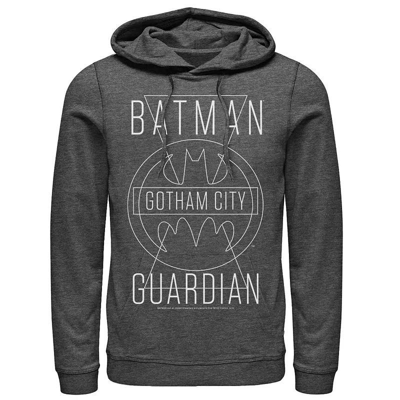 Mens DC Comics Batman Gotham City Guardian Text Poster Hoodie Grey Heather Product Image