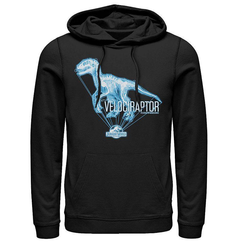 Mens Jurassic World Velociraptor Hologram Title Logo Hoodie Blue Product Image