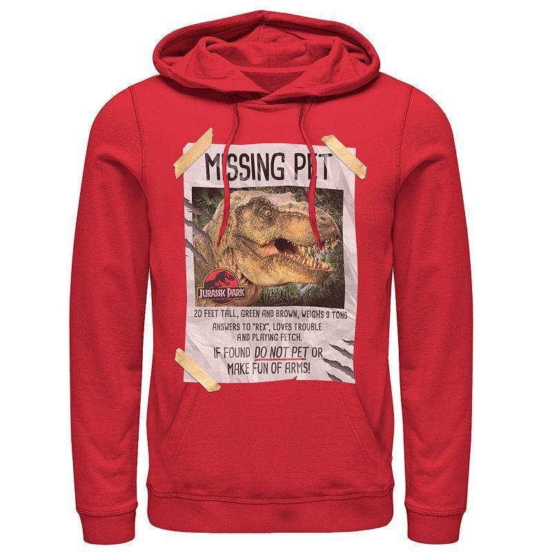 Mens Jurassic Park Missing Pet T-Rex Poster Taped Pullover Hoodie Product Image