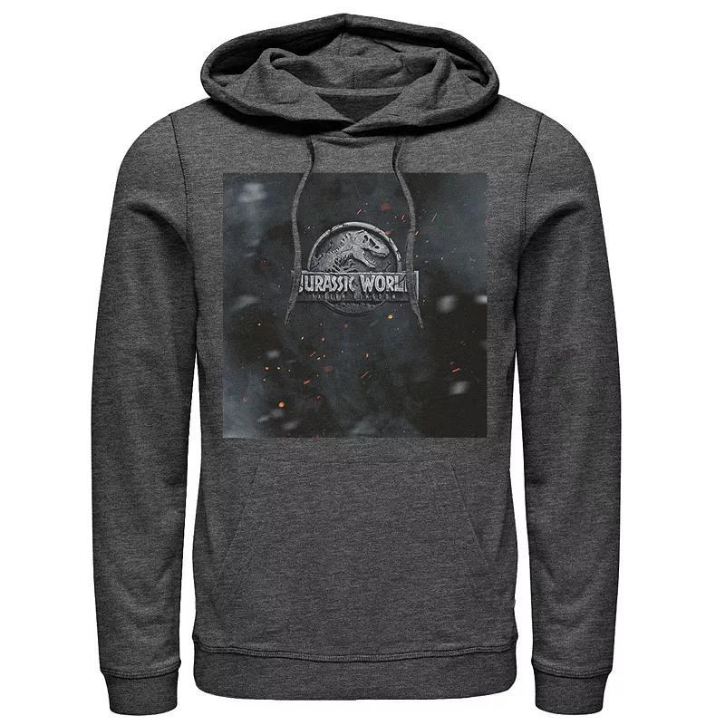 Mens Jurassic World Two Fallen Kingdom Movie Poster Hoodie Grey Heather Product Image